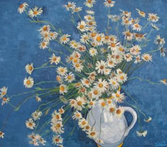 white-chamomile-flowers-with-blue-background-vitali-komarov